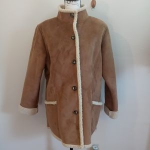 L.L.Bean Faux Suede Leather Sherpa Winter Coat M